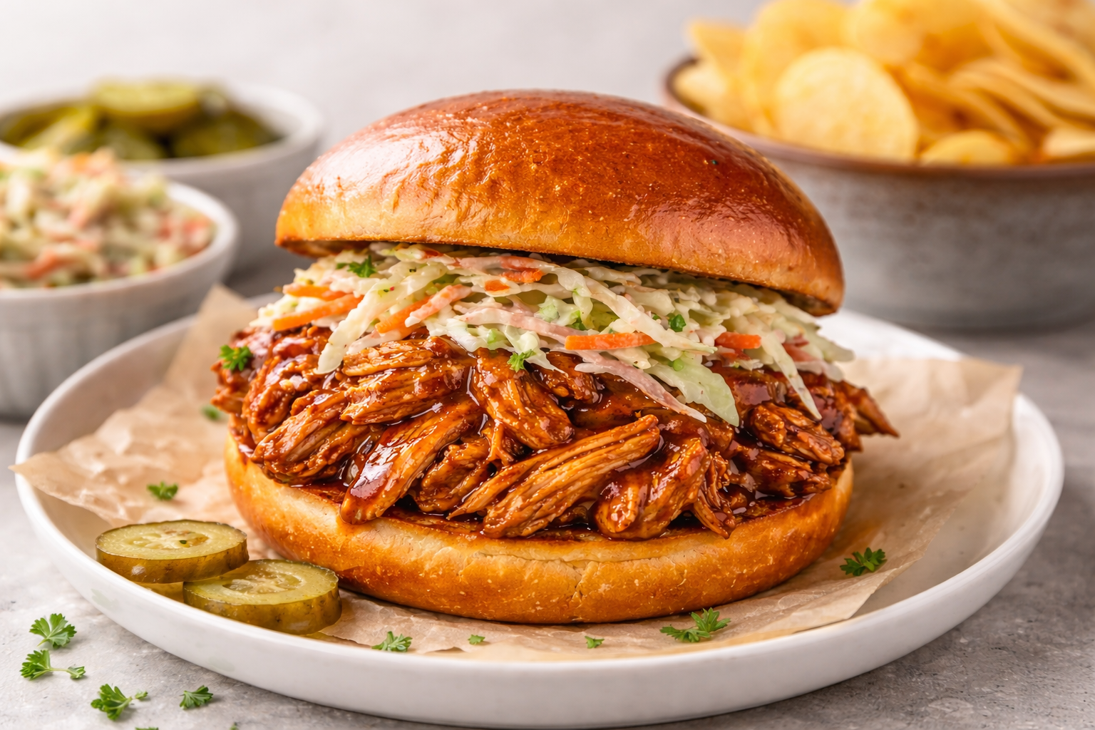 Sticky and Tender Instant Pot BBQ Pulled Chicken with Homemade Sauce