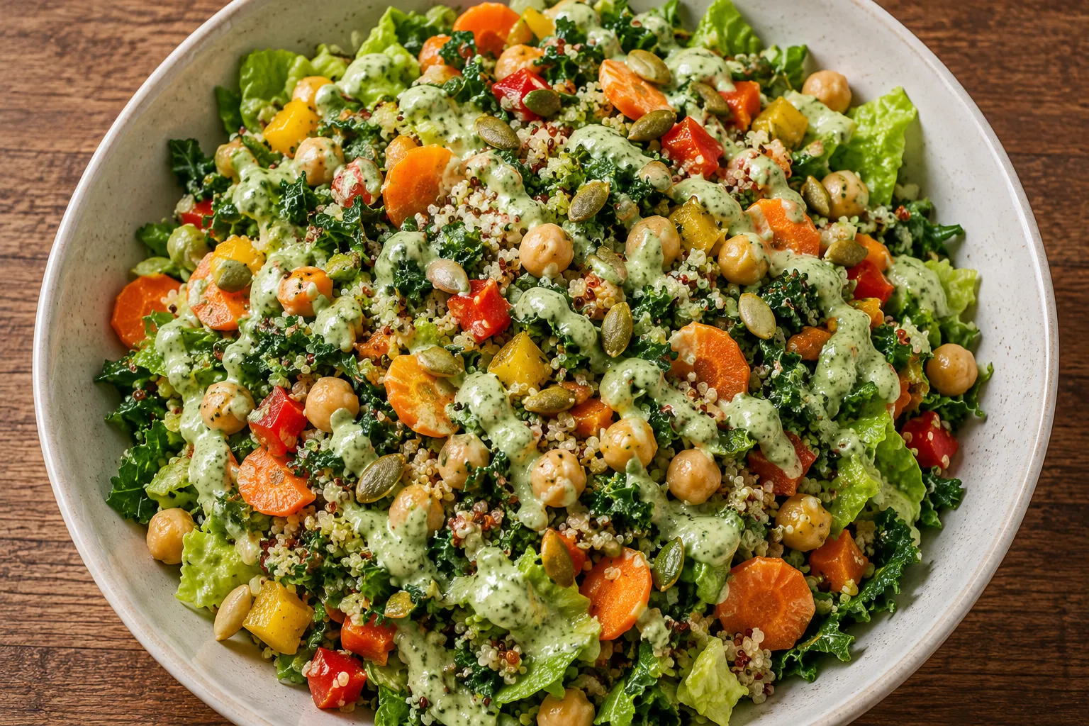 Vegetarian Chopped Power Salad with Cilantro Dressing