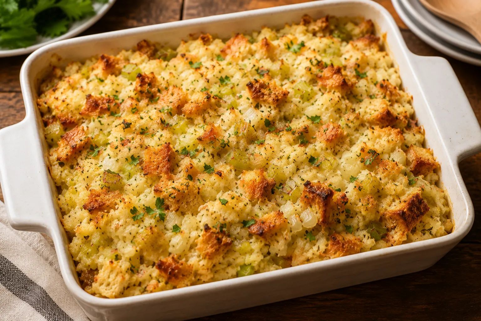 Classic Potato Stuffing with Celery, Onion and Butter