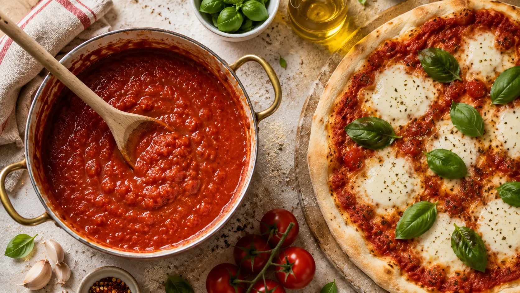 Simple Tomato Sauce with Garlic & Basil